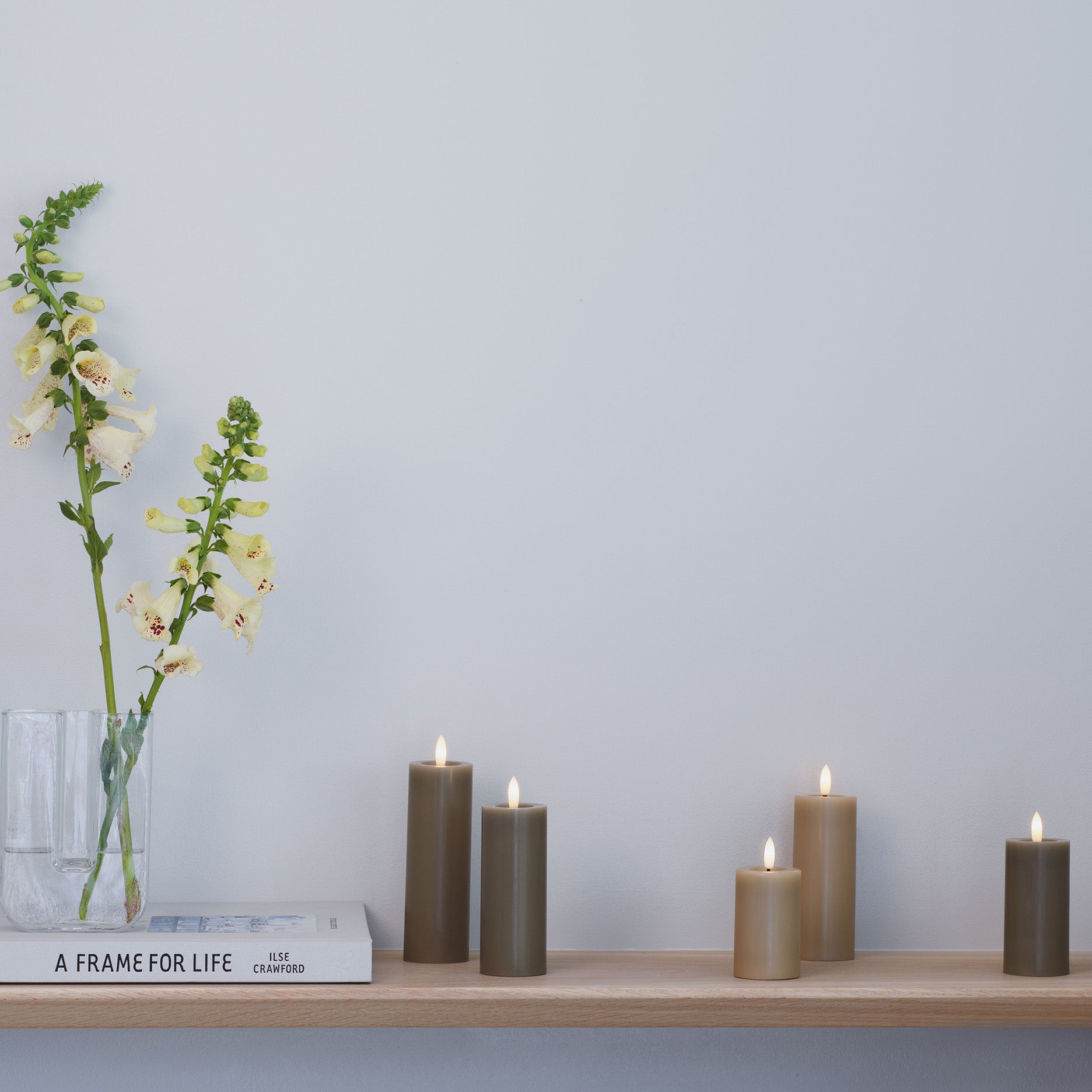 LED pillar candle 4,9x10 cm sand